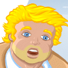 Preview for Meddler, Image 001. A chubby man with unkept hair and a three-day blond beard, wearing a large flapping tan coat, flying through the air.