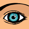 Preview for Sara, Image 002. A close-up of a cybernetic right eye highlighting its mechanical details.